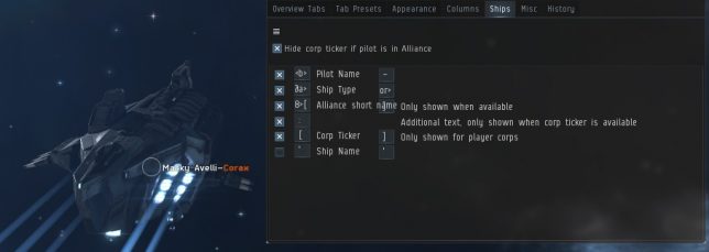 Overview settings in EVE Online