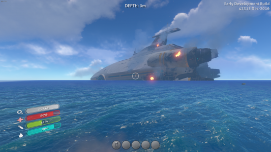 The first thing you see in Subnautica is the crashed ship, the Aurora, surrounded by water