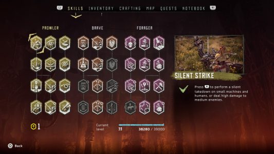 Horizon Zero Dawn's skill tree